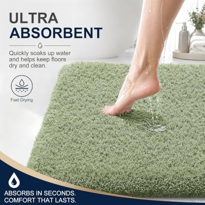 OLANLY Microfiber Bathroom Runner Rugs 70x24, Soft Bath Mat, Sage Green