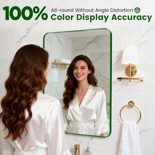 24" x 28" Green Bathroom Mirrors for Over Sink,Aluminum Frame