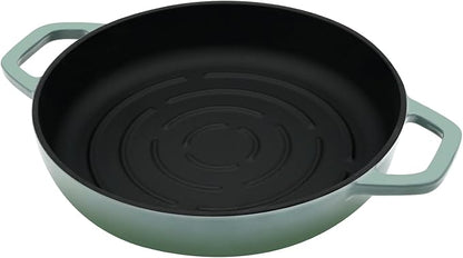 Flavehc Bread Oven Cast Iron Bread Dutch Oven with Cloche Lid for Bread Baking Green Enameled Cast Iron Bread Oven with Dome Lid for Sourdough, 9.8 Inches