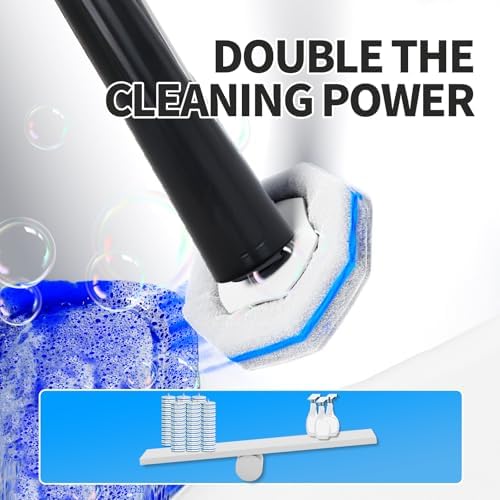 2 Pack Disposable Toilet Brush and Holder Set,Extended Handle with 72 Cleaner Refills Toilet Brush for Toilet Bowl Cleaners,Bathroom Cleaning, Bathtub.Disposable Toilet Cleaning System