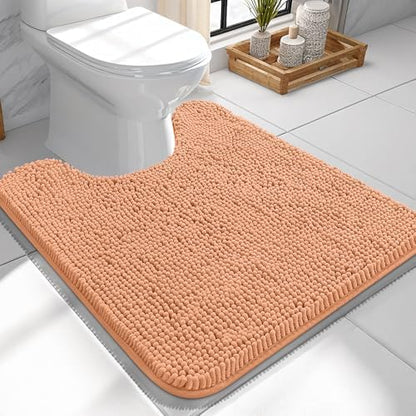 OLANLY Toilet Rugs U-Shaped 24x24, Soft Absorbent Chenille Contour Rugs