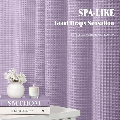 Waffle Weave Shower Curtain Heavyweight Cotton Fabric Lavender 72Wx72L