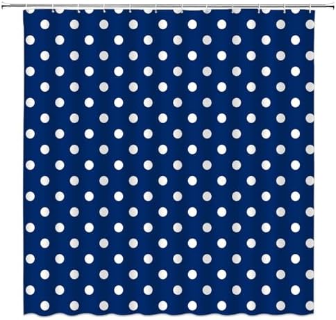 Polka Dot Shower Curtain Blue White Retro Spot Vintage Fabric Decorative Bathroom Curtains with Hooks,60" Wx70 H