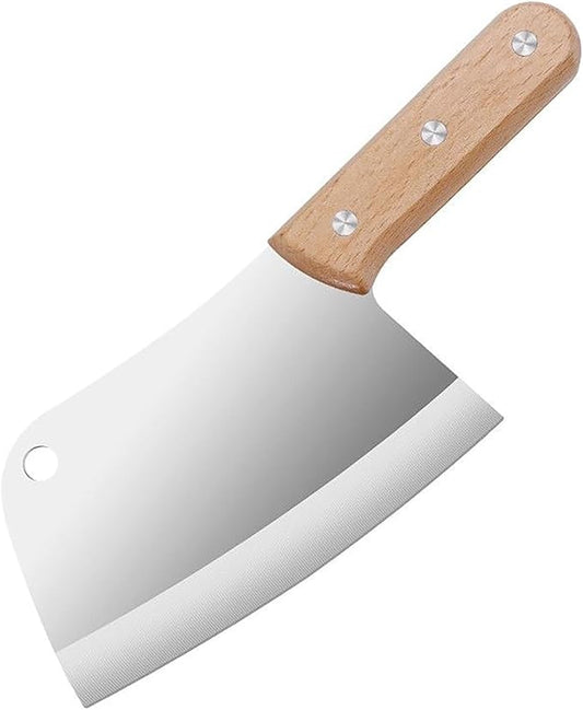 Small Professional Cleaver Chef Knife, High Strength Stainless Steel 5.8 Inch Sharp Kitchen Blade with Wooden Handle (black)
