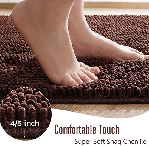 LOCHAS Luxury Bathroom Rug Shaggy Bath Mat 24 x 70 Inch, Brown