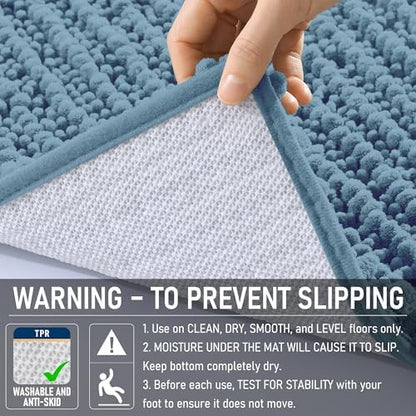OLANLY Bathroom Rugs 44x24, Thick Soft Absorbent Chenille Bath Rugs