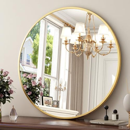 XRAMFY 24 Inch Round Mirror-Gold Circle Mirrors for Bathroom, Entryway