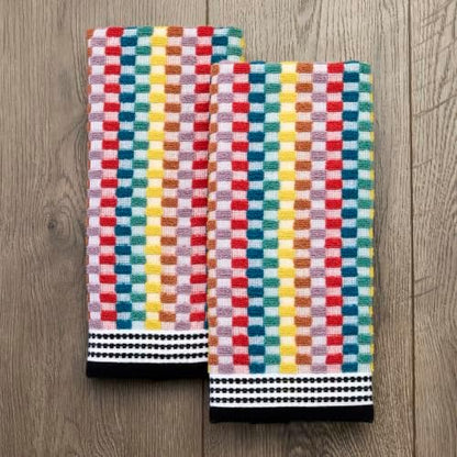 SKL Home Mid-Century Hand Towel Set-2pc, Premium 100% Cotton, Multi