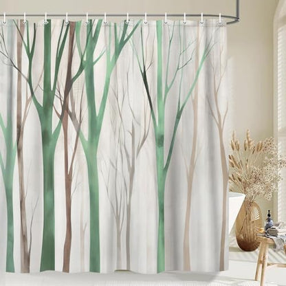 Birch Forest Abstract Shower Curtain Farmhouse Bathroom Decor 47X64 Inch