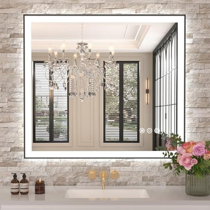 Amorho 36"x32" LED Bathroom Mirror, Frontlit&Backlit, Controlled Separately