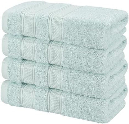 American Soft Linen Salem 100% Cotton Turkish 4 Piece Hand Towels for Bathroom, 600 GSM Soft Absorbent Quickdry Hand Face Towel Set, Mint