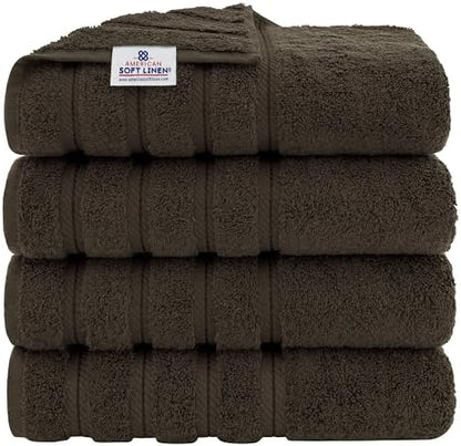 American Soft Linen 100% Cotton Luxury Turkish Towels, 4 PC Bath Towel Set