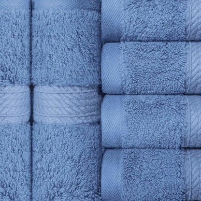 SUPERIOR Egyptian Cotton Plush & Absorbent, Face Towel Set of 6, Denim Blue