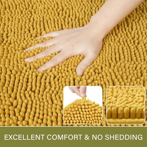LOCHAS Luxury Bathroom Rug Shaggy Bath Mat 24 x 60 Inch, Yellow