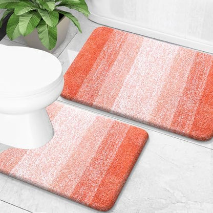 OLANLY Micorfiber Bathroom Rug Set 2 Piece, 24"x16"+U-Shaped 24"x20"