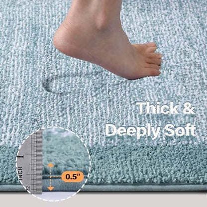 Bathroom Rugs 24x17 Non Slip Washable, Soft Absorbent Bath Mat Dusty Blue