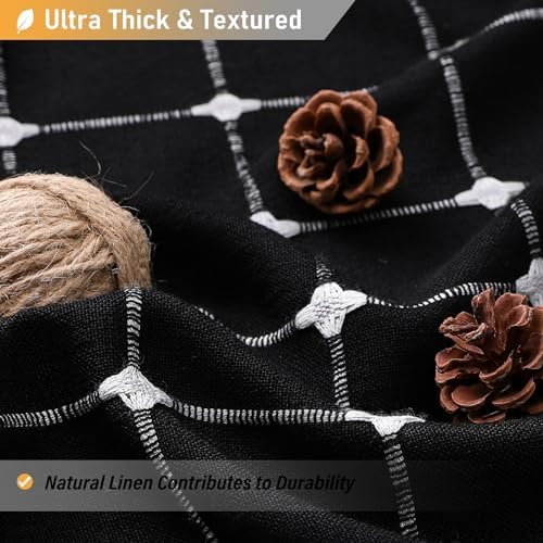 BTTN Black and White Boho Farmhouse Linen Heavy Duty Shower Curtain, 72x72