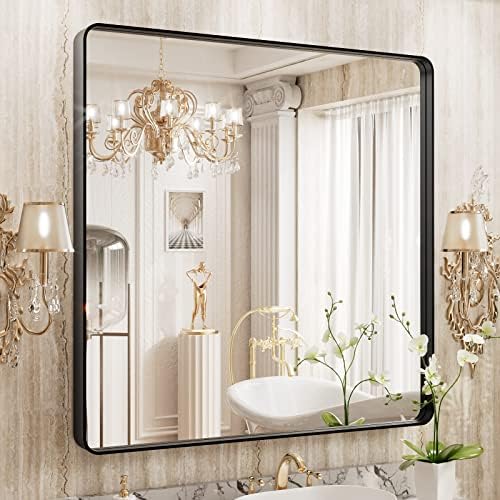 WEER Black Bathroom Vanity Mirror 36X36 Inch