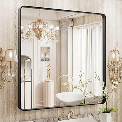 WEER Black Bathroom Vanity Mirror 36X36 Inch