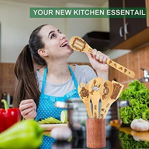 Friends Merchandise - Wooden Cooking Spoons Set 5, Novelty Decor, Unique Girl's Gifts, Housewarming Present