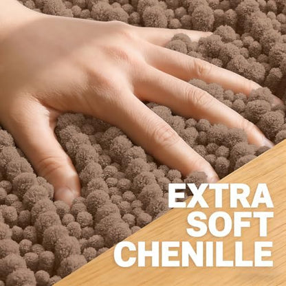 OLANLY Bathroom Runner Rugs 47x24, Thick Soft Absorbent Chenille Bath Rugs