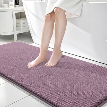 OLANLY Memory Foam Bathroom Runner Rug 70x24, Absorbent Long Mat, Deep Plum