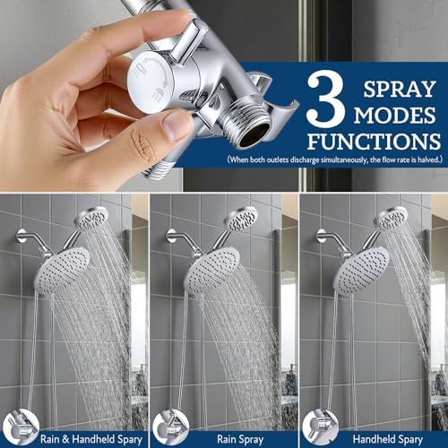 G-Promise Solid Metal Shower Head Diverter with Holder 3-Way