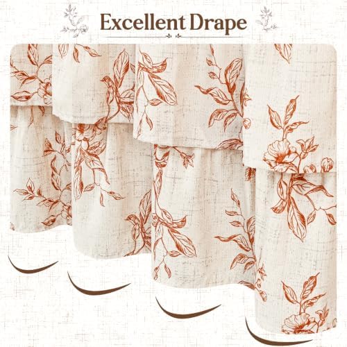 Fall Extra Long Ruffle Shower Curtains for Bathroom with Floral, 72"Wx84"L