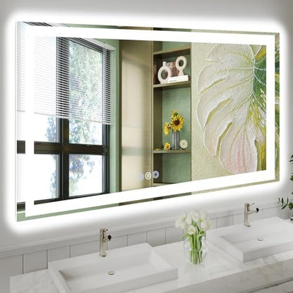 55x36 LED Bathroom Mirror, 6000LM, Separate Front and Back Lights