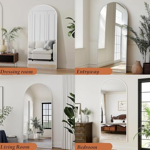 Dewfig Mirror Full Length, 64"X21" Arched Floor Mirror, White