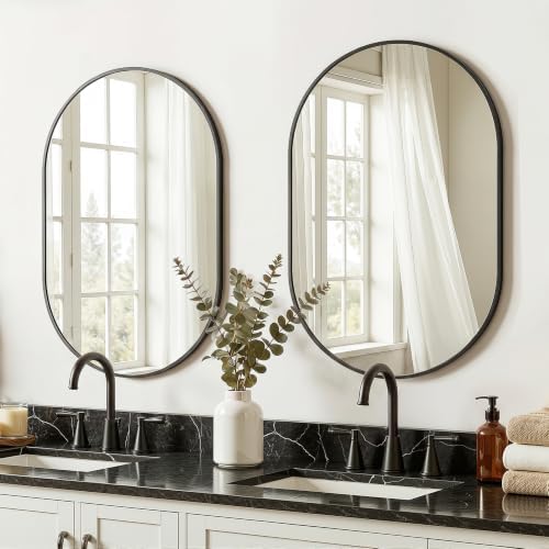Black Oval Bathroom Mirror for Over Sink, 2 Pack 20"x30" Wall Mirror
