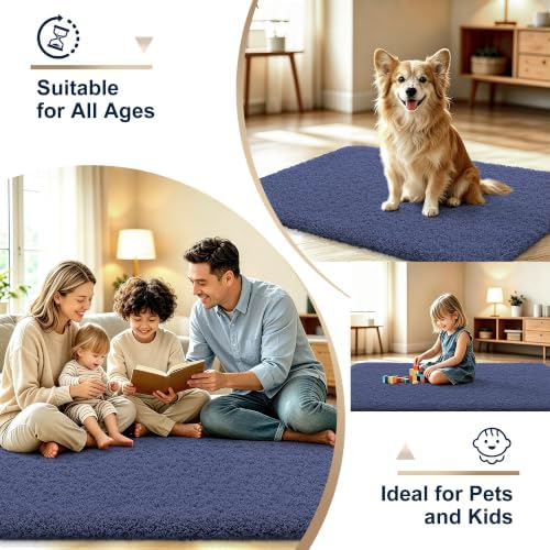 OLANLY Microfiber Bathroom Toilet Rugs U-Shaped 24x20, Soft Bath Mat, Navy