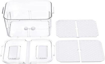 SANNO Vegetable Fruit Storage Containers, Produce Saver Containers Refrigerator Storage Containers Fresh Produce Saver with Lids and Vents,Stackable Salad Lettuce Keeper for Refrigerator