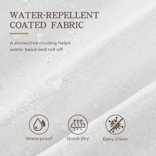 Furlinic Scalloped Shower Curtain 72x78 White No Hook Boho Linen Waterproof