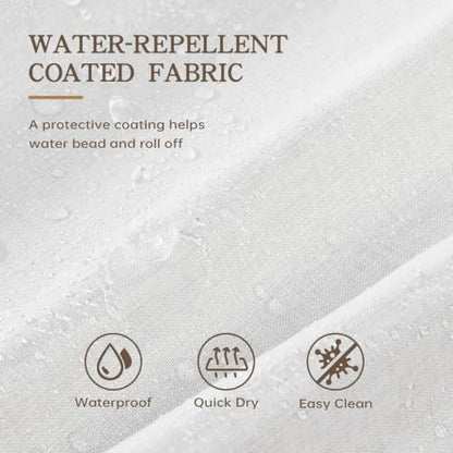 Furlinic Scalloped Shower Curtain 72x78 White No Hook Boho Linen Waterproof