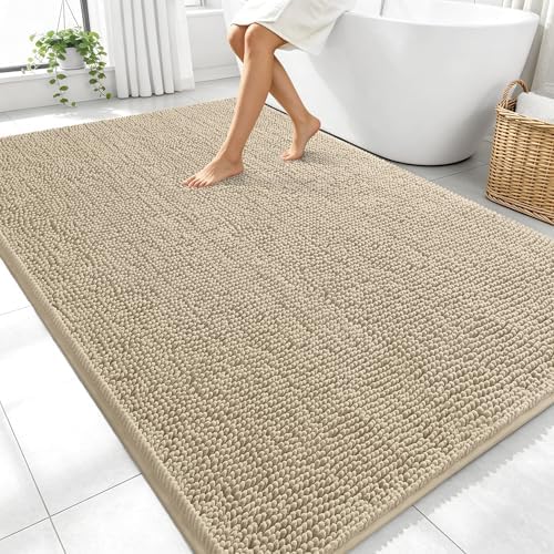 OLANLY Large Bathroom Rugs 70x46, Extra Soft Absorbent Chenille Bath Rugs