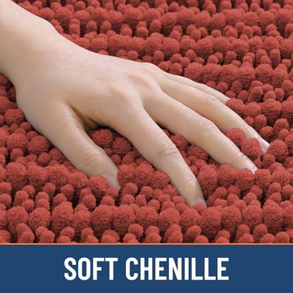 Smiry Bathroom Rugs 24X16, Extra Soft Rubber Backing Chenille Bath Mats