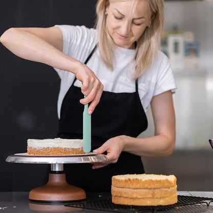 Silicone Jar Spatula,Non-Stick Heat Resistant Kitchen Thin Spatula,Sourdough Stirring Stick,Jam Spreader for Peanut Butter,Cake Cream Butter Spatulas for Scraping Icing Bread Cream (Light green)