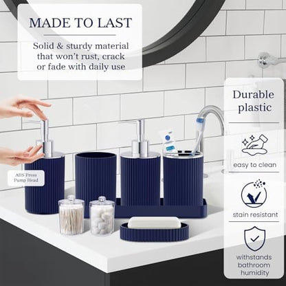 Bathroom Accessories Set - Navy Blue Shower Curtains Sets