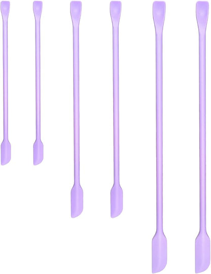 Silicone Spatula Set (6Pcs) - Mini Scraper Tool for Beauty & Food - Reach Every Last Drop, Multi-Size Spatulas for Makeup Jars, Lotion Bottles & Kitchen Containers (Purple)