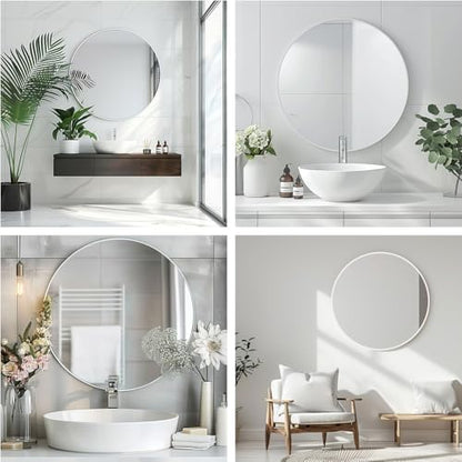 Round White Mirror 20 Inch, Matte White Frame, Small Circle Mirror