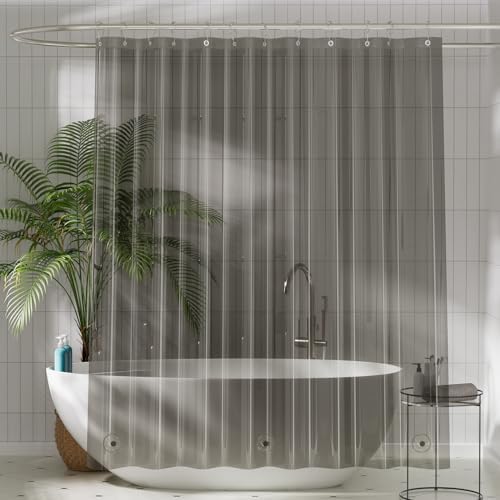 Titanker Shower Curtain Liner, Plastic Shower Liner PEVA 72 x 72 Lightweight Waterproof Shower Curtains for Bathroom with Magnets and Rustproof Grommets, Clear Black