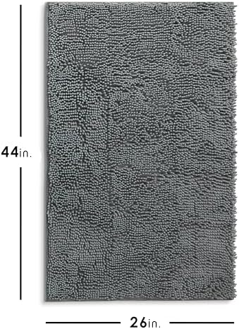Hearth & Harbor Bathroom Rugs, Chenille Bath Mat - Machine Washable Bath Mats for Bathroom Non-Slip Backing Rubber, Quick Dry Bathroom Mat