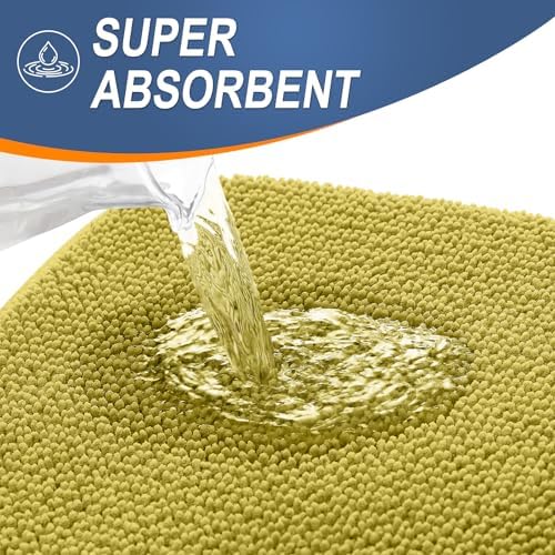 OLANLY Memory Foam Bathroom Rugs 30x20, Absorbent Bath Mat, Deep Mustard