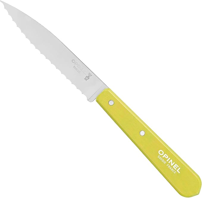 OPINEL Les Essentials - Small Kitchen 4 Piece Knife Set - Paring, Serrated, Peeler, Vegetable Knife, Corrosion Resistant High Carbon Steel, Made in France (POP 80)