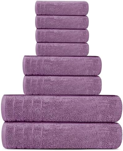 Tens Towels 8 Piece Towel Set, 2 XL Bath, 2 Hand, 4 Washcloth, Purple