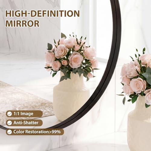 Sweetcrispy Round Bathroom Wall Mirror, Circle Vanity Mirror, 30 Inch