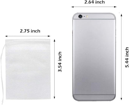 200 Pcs Disposable Tea Bags for Loose Leaf Tea, Empty Tea Bags for Loose Tea with Drawstring, Natural Tea Filter Bags