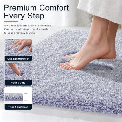 OLANLY Microfiber Bathroom Rugs 59x24, Quick Dry Mat, Lavender and White