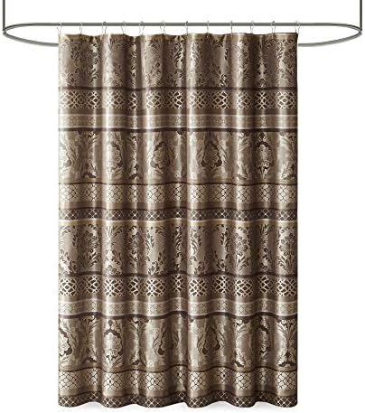 Madison Park Bellagio Taupe Shower Curtain, Transitional Shower Curtains for Bathroom, 72 X 72, Beige (Pack of 4)